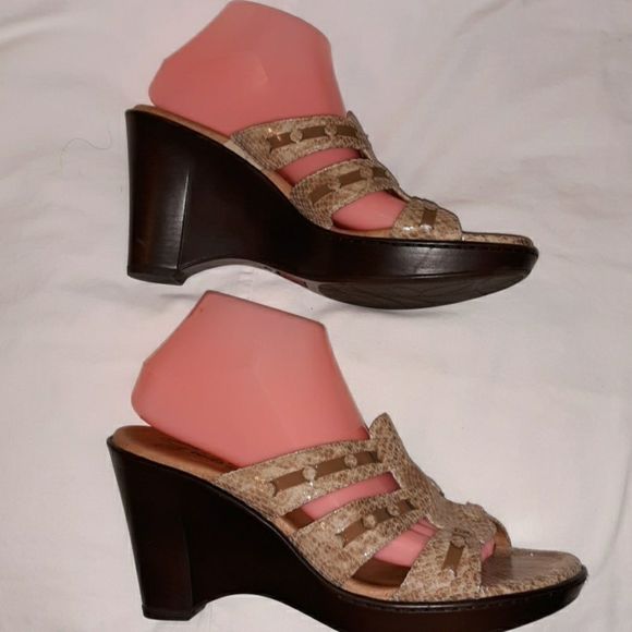 Umberto Raffini Strappy Snakeskin Wedge Sandals 40‎ - Picture 2 of 8